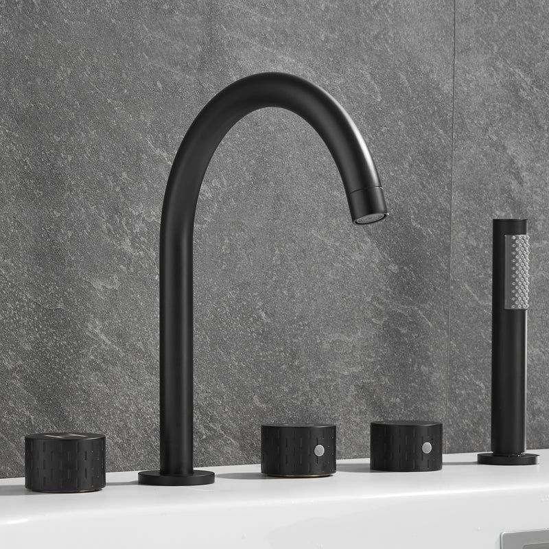 Deck Mounted Copper Roman Tub Faucet Low Arc 3 Handles Roman Tub Faucet Set