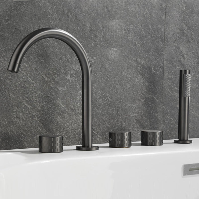 Deck Mounted Copper Roman Tub Faucet Low Arc 3 Handles Roman Tub Faucet Set
