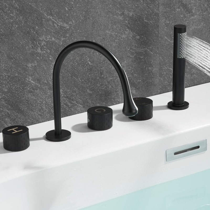 Deck Mounted Copper Roman Tub Faucet Low Arc 3 Handles Roman Tub Faucet Set