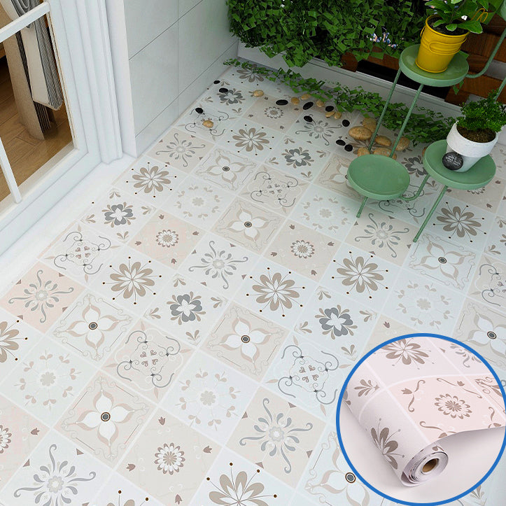 Modern Vinyl Floor Planks Peel & Stick Lattice Printed PVC Flooring