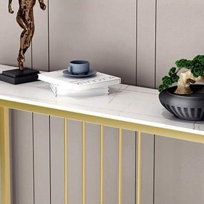 Rectangle Glam Console Accent Table Antique Finish Console Table in Stone