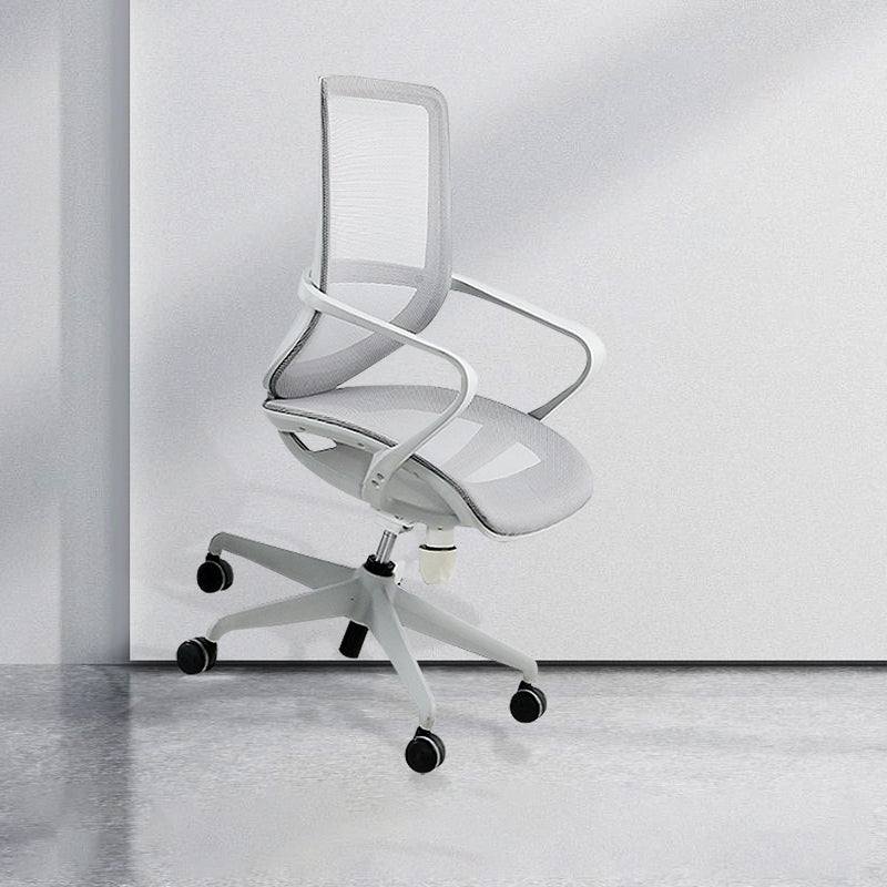 Modern Fixed Arms Desk Chair Adjustable Seat Height Swivel Chair with Wheels