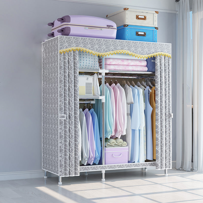 Modern Coat Rack Metal Framed Hanging Rail and Storage Shelving Hall Tree