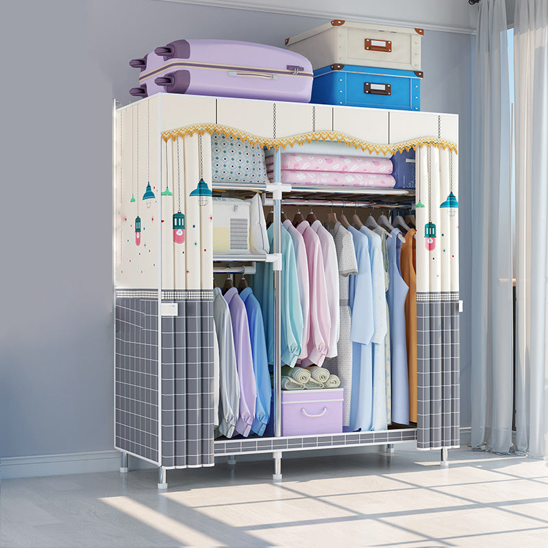 Modern Coat Rack Metal Framed Hanging Rail and Storage Shelving Hall Tree