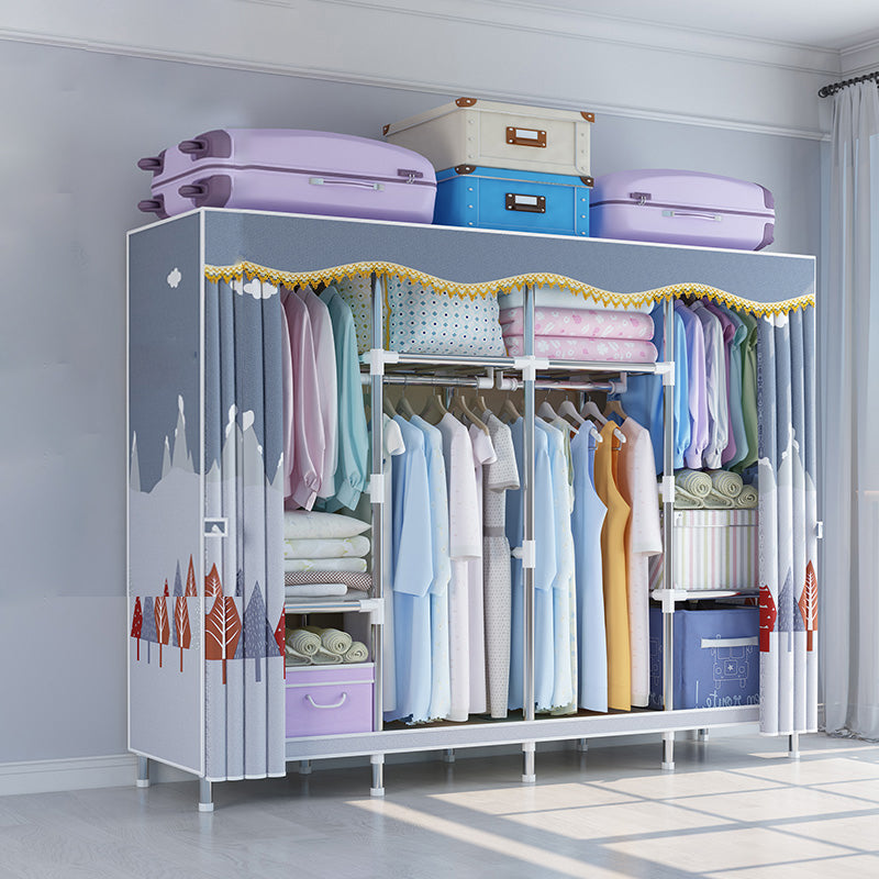 Modern Coat Rack Metal Framed Hanging Rail and Storage Shelving Hall Tree