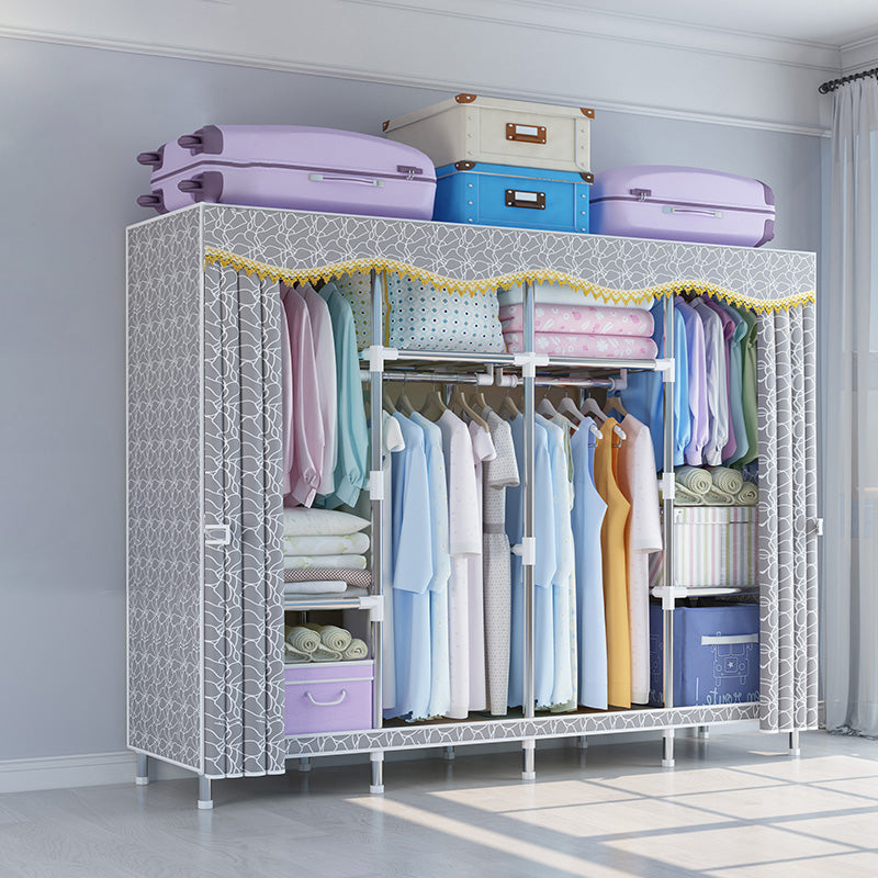 Modern Coat Rack Metal Framed Hanging Rail and Storage Shelving Hall Tree