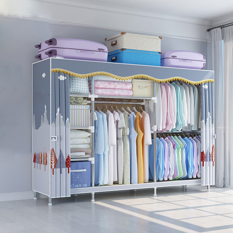 Modern Coat Rack Metal Framed Hanging Rail and Storage Shelving Hall Tree