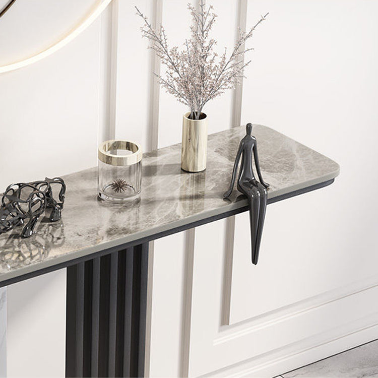 Rectangle Glam Console Accent Table Antique Finish Console Sofa Table in Stone
