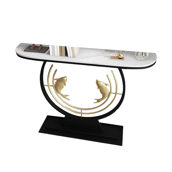 Glam Console Sofa Table Antique Finish Half Moon Console Table