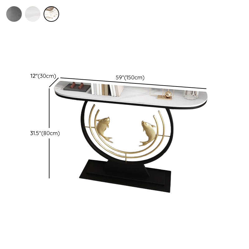 Glam Console Sofa Table Antique Finish Half Moon Console Table