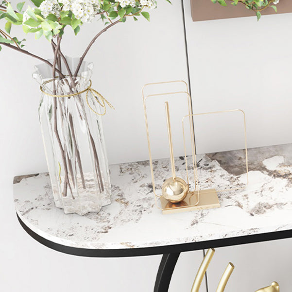 Contemporary Stone Console Table Stain Resistant Console Sofa Table for Hall