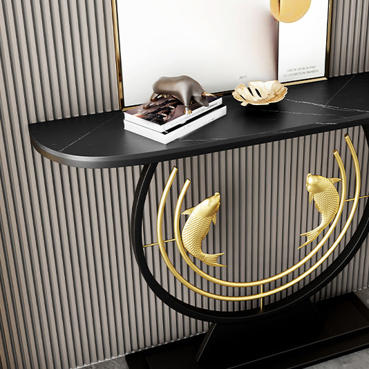 Contemporary Stone Console Table Stain Resistant Console Sofa Table for Hall