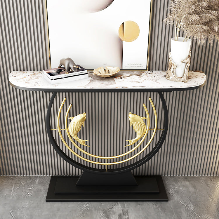 Contemporary Stone Console Table Stain Resistant Console Sofa Table for Hall