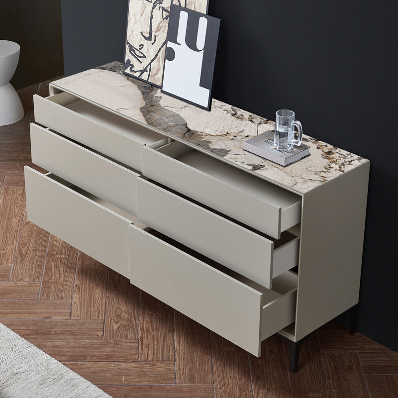 Contemporary Storage Chest Stone Dresser with 6 Drawers , 12.48/15.6 Inch W