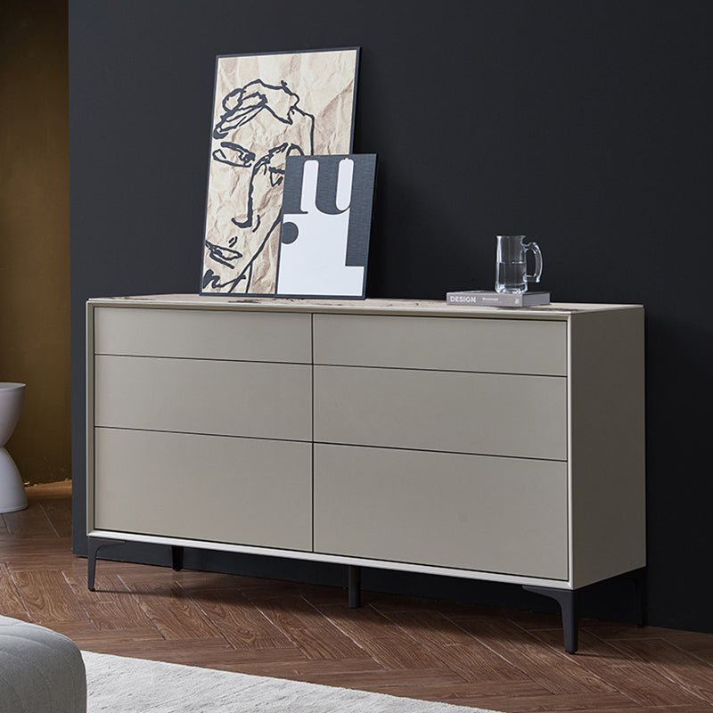 Contemporary Storage Chest Stone Dresser with 6 Drawers , 12.48/15.6 Inch W