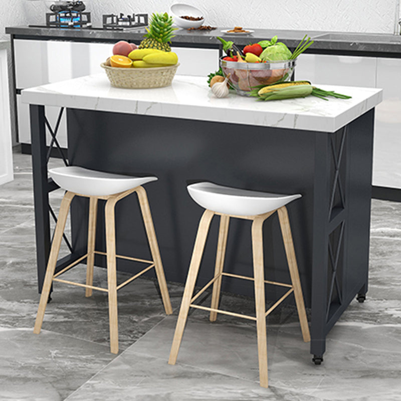 Modern Kitchen Island Table Dining Room Prep Table with Storage Cabinet