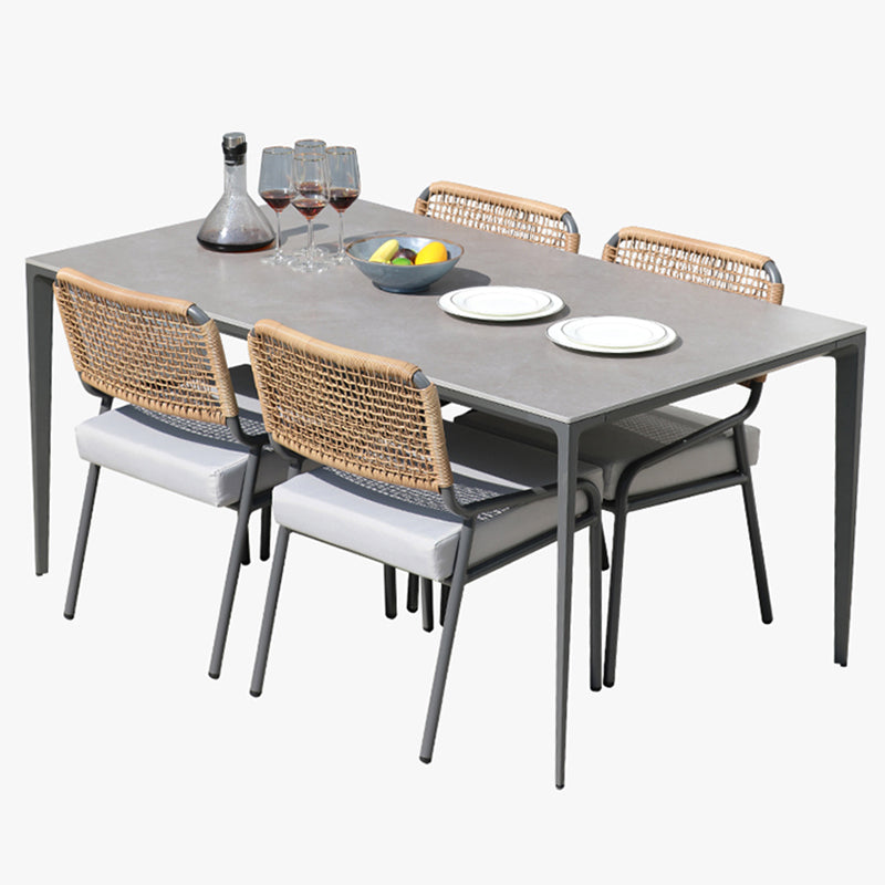 Industrial Style Stone Table Set Metal 1/5/7 Pieces Dining Set