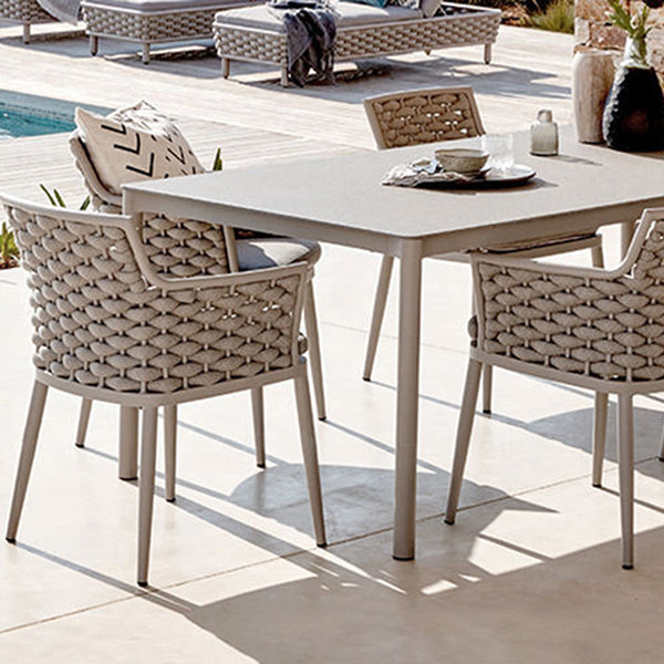 Industrial Style Stone Table Set Metal 1/3/7 Pieces Dining Set for Outdoor
