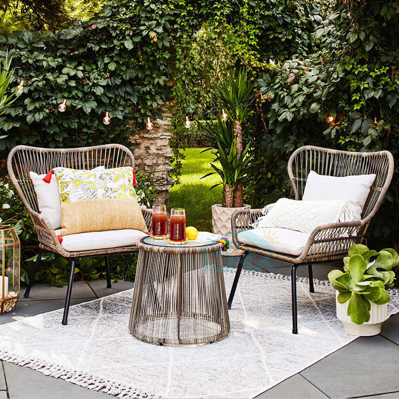 Modern Style Bistro Table Set Wicker 1/2/3 Pieces Bistro Set with Toss Pillows