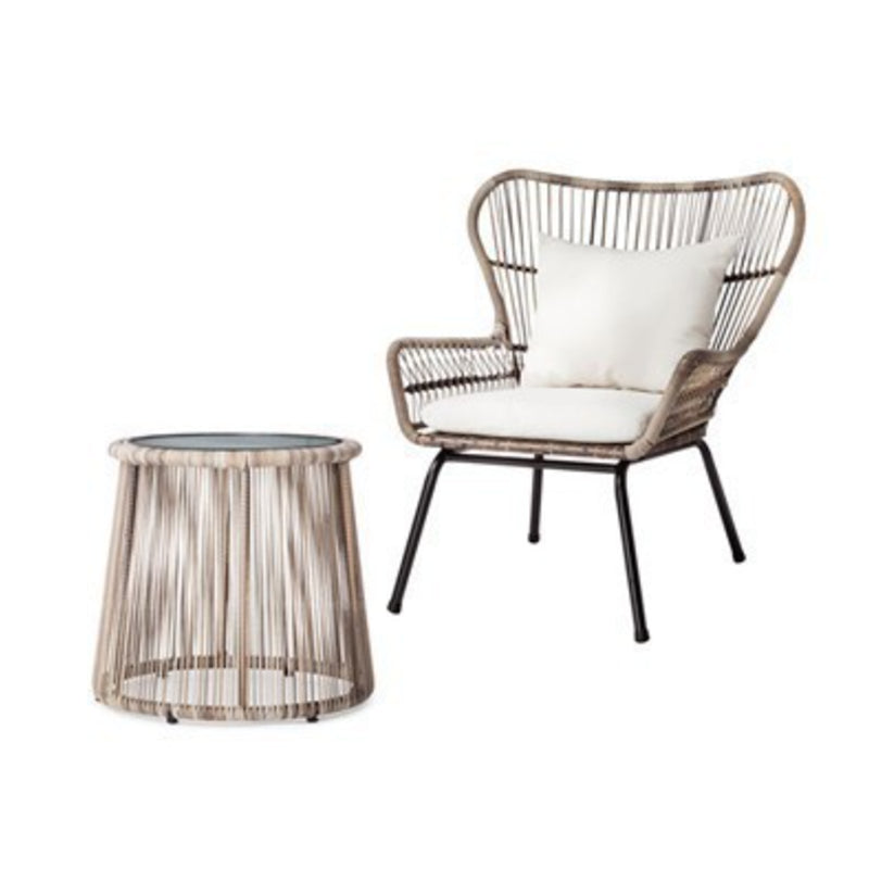 Modern Style Bistro Table Set Wicker 1/2/3 Pieces Bistro Set with Toss Pillows