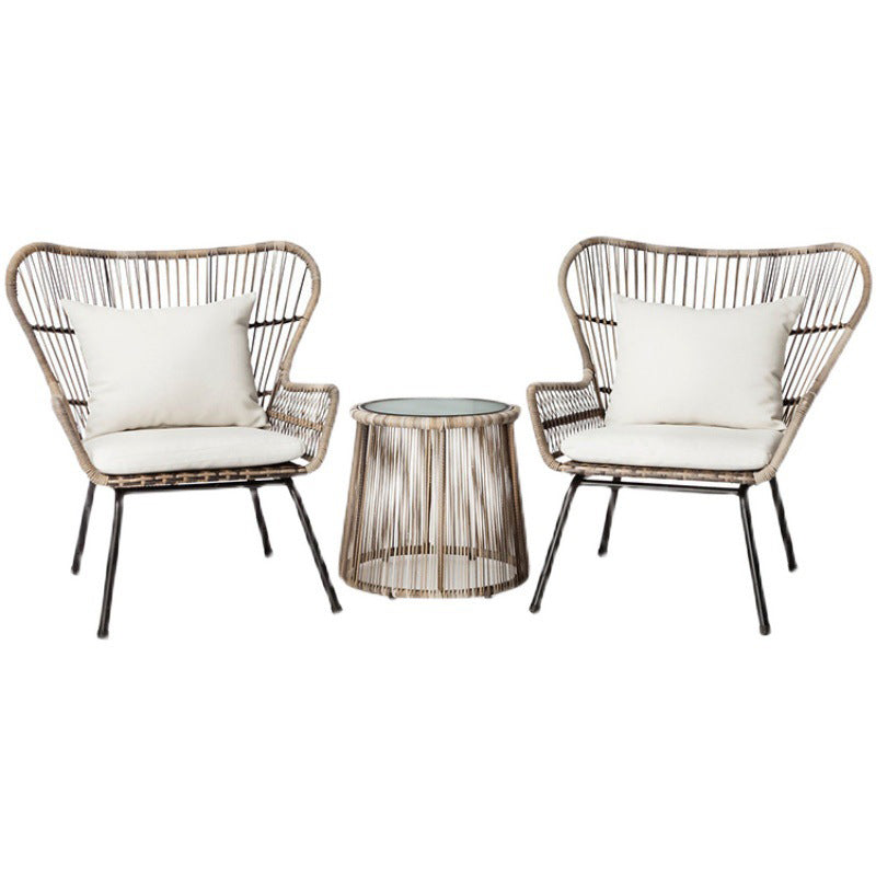 Modern Style Bistro Table Set Wicker 1/2/3 Pieces Bistro Set with Toss Pillows