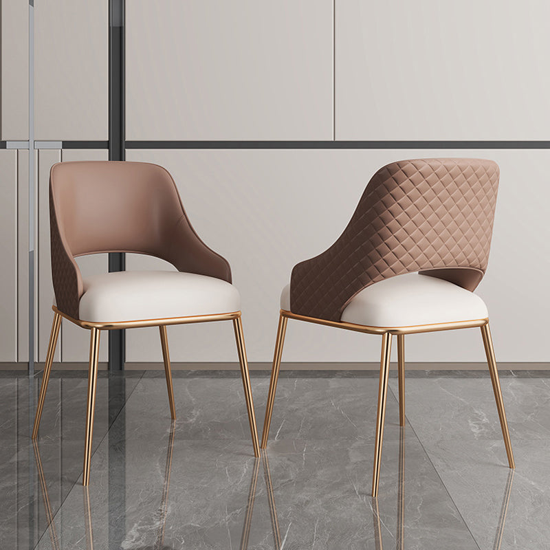 Glam Kitchen Chair Gold Legs Indoor Open Back Dining Arm Chair