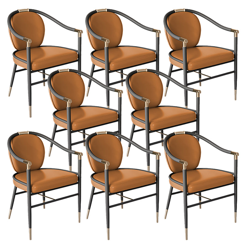 Dining Room Dining Arm Chair Faux Leather Upholstered Chair in Black Legs