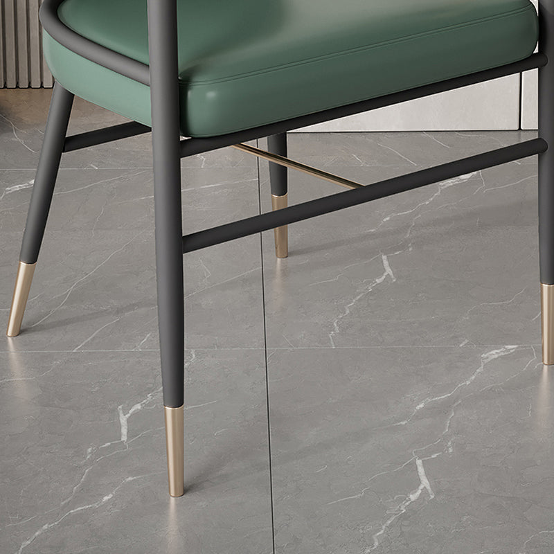 Dining Room Dining Arm Chair Faux Leather Upholstered Chair in Black Legs