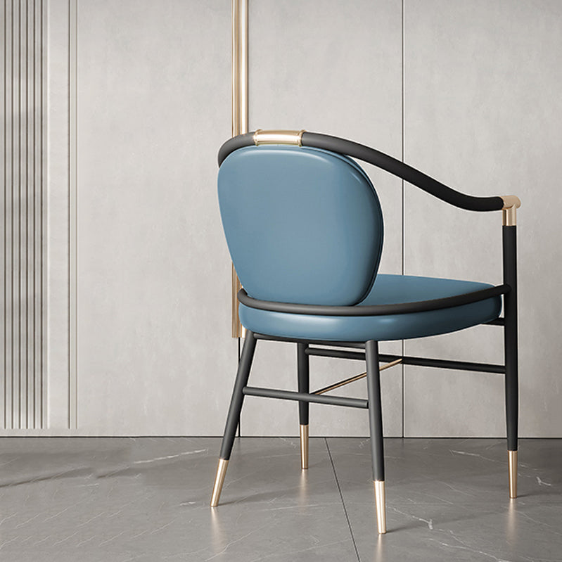 Dining Room Dining Arm Chair Faux Leather Upholstered Chair in Black Legs