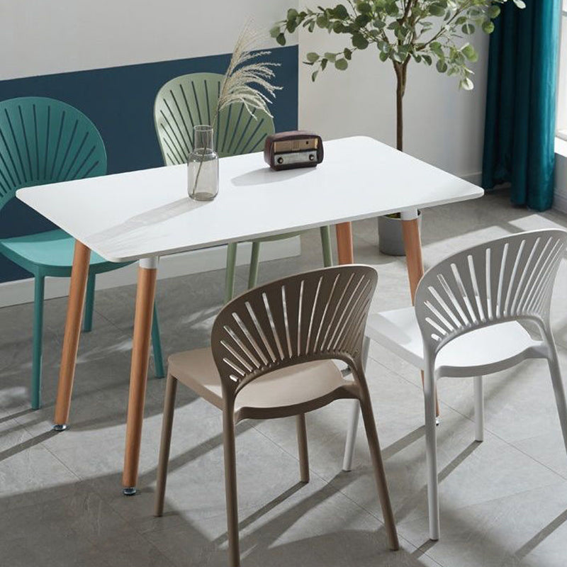 Plastic Dining Chair Modern Style Open Back Dining Side Chair