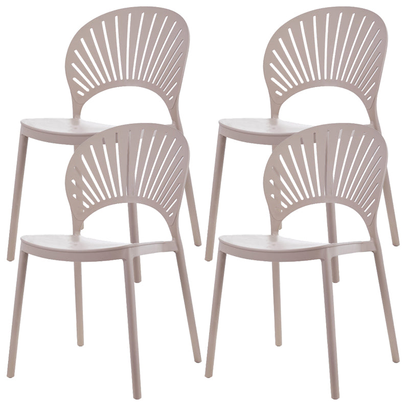 Plastic Dining Chair Modern Style Open Back Dining Side Chair