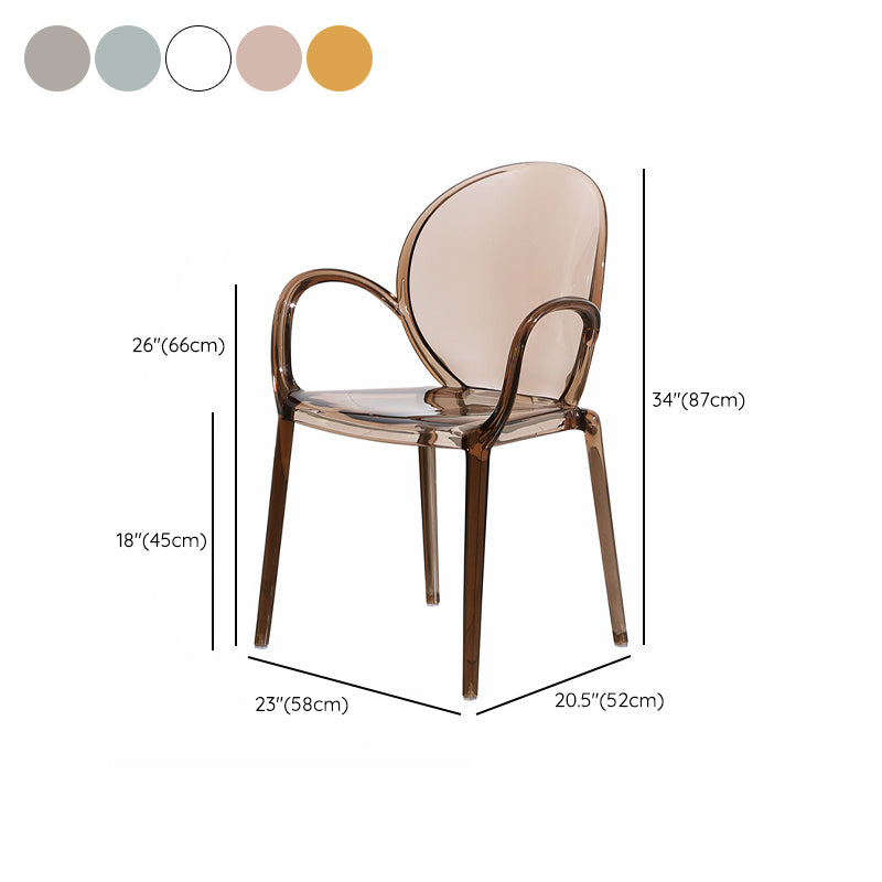 Home Dining Side Chair Kitchen Contemporary Plastic Dining Arm Chair