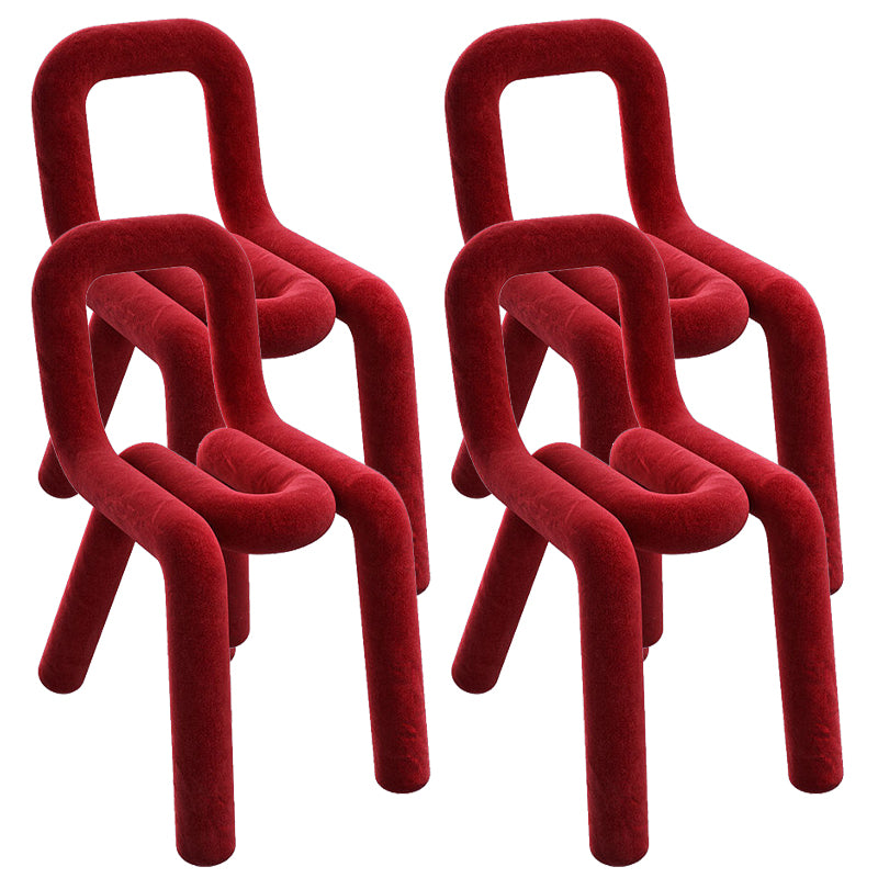 Home Fabric Side Chair Glam Style Open Back Armless Chair Set