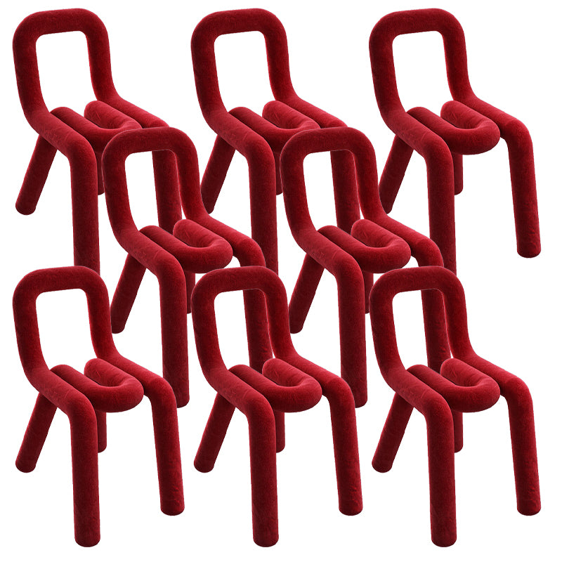 Home Fabric Side Chair Glam Style Open Back Armless Chair Set