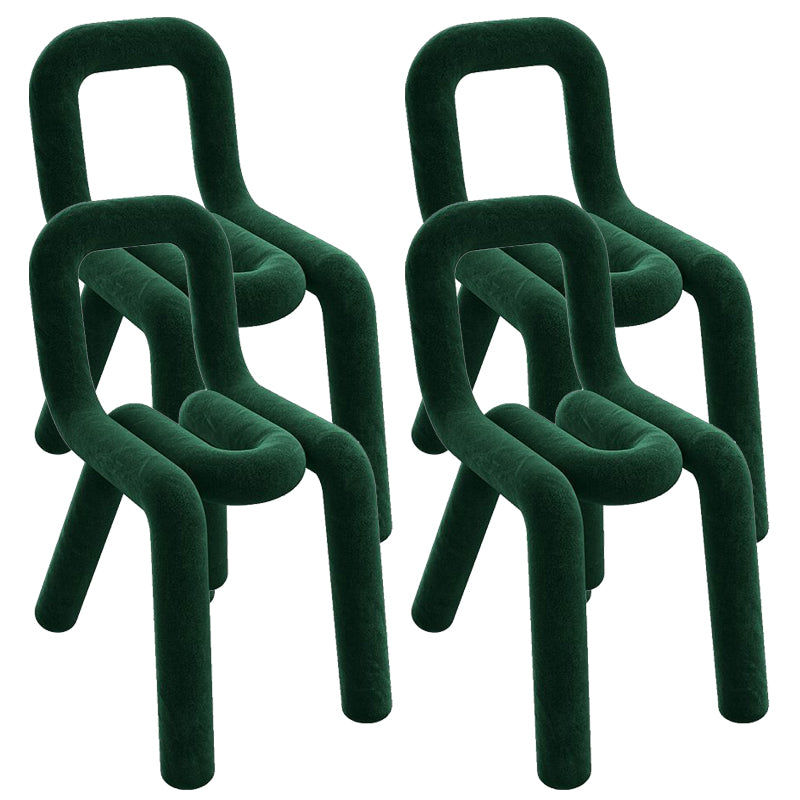 Home Fabric Side Chair Glam Style Open Back Armless Chair Set