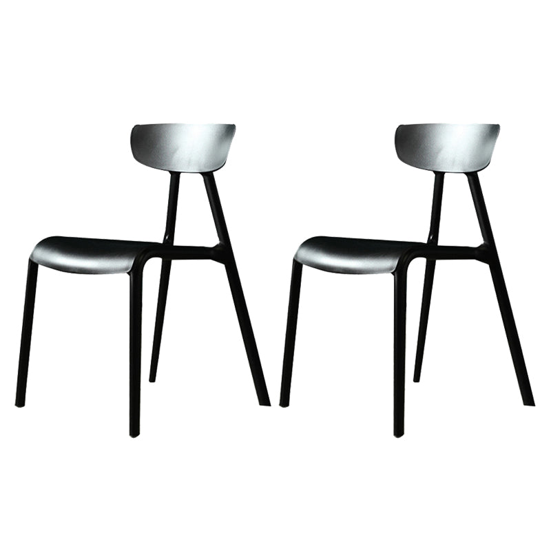 Kitchen Plastic Side Chair Modern Style Open Back Armless Chair Set