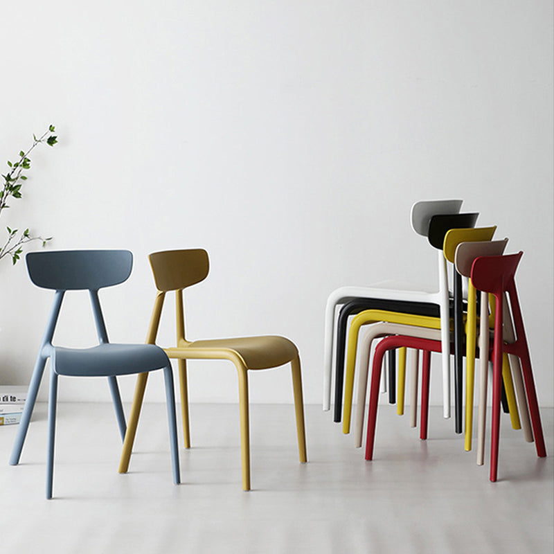 Kitchen Plastic Side Chair Modern Style Open Back Armless Chair Set