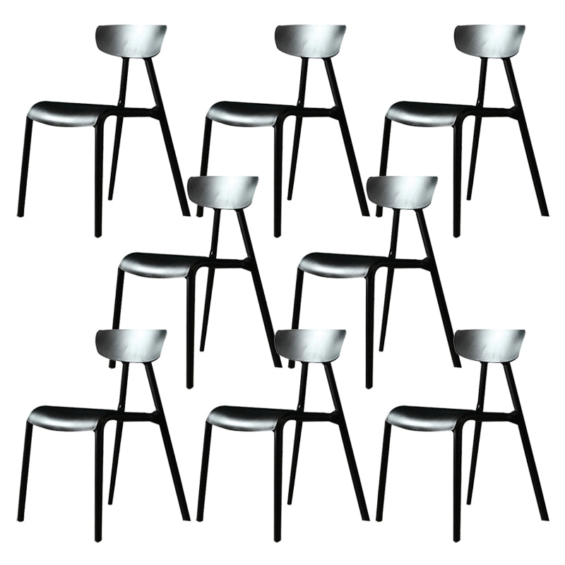 Kitchen Plastic Side Chair Modern Style Open Back Armless Chair Set