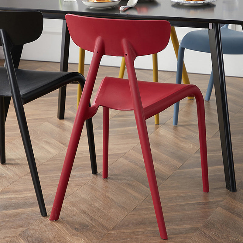 Kitchen Plastic Side Chair Modern Style Open Back Armless Chair Set