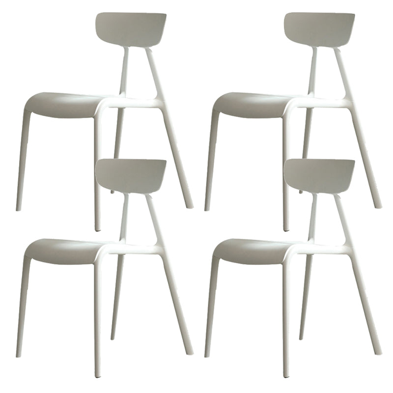 Kitchen Plastic Side Chair Modern Style Open Back Armless Chair Set