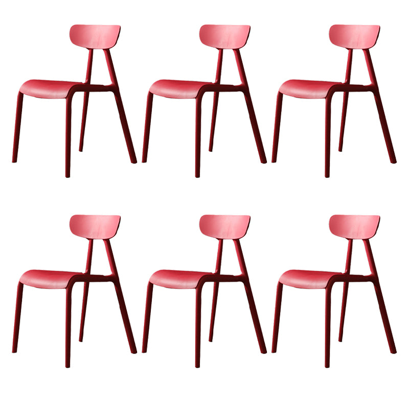 Kitchen Plastic Side Chair Modern Style Open Back Armless Chair Set