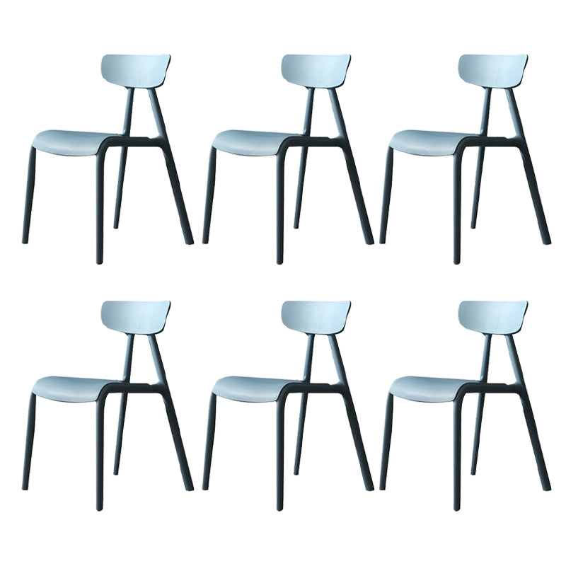 Kitchen Plastic Side Chair Modern Style Open Back Armless Chair Set