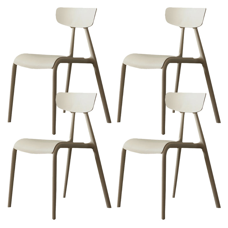 Kitchen Plastic Side Chair Modern Style Open Back Armless Chair Set