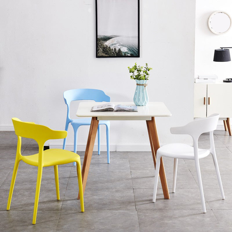 Open Back Dining Side Chair Contemporary Plastic Dining Armless Chair