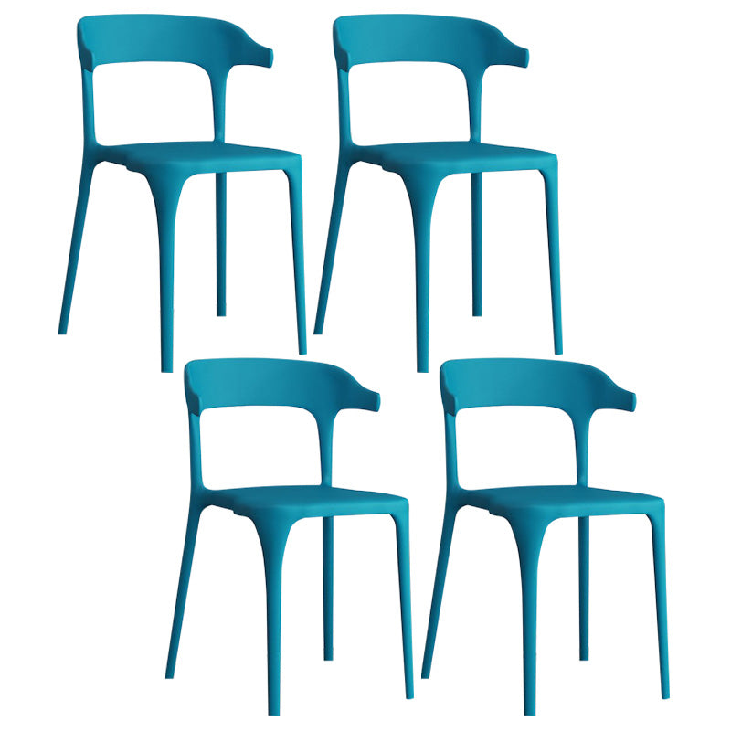 Open Back Dining Side Chair Contemporary Plastic Dining Armless Chair
