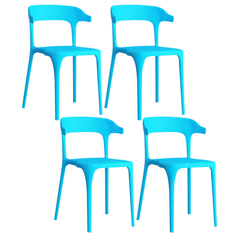 Open Back Dining Side Chair Contemporary Plastic Dining Armless Chair
