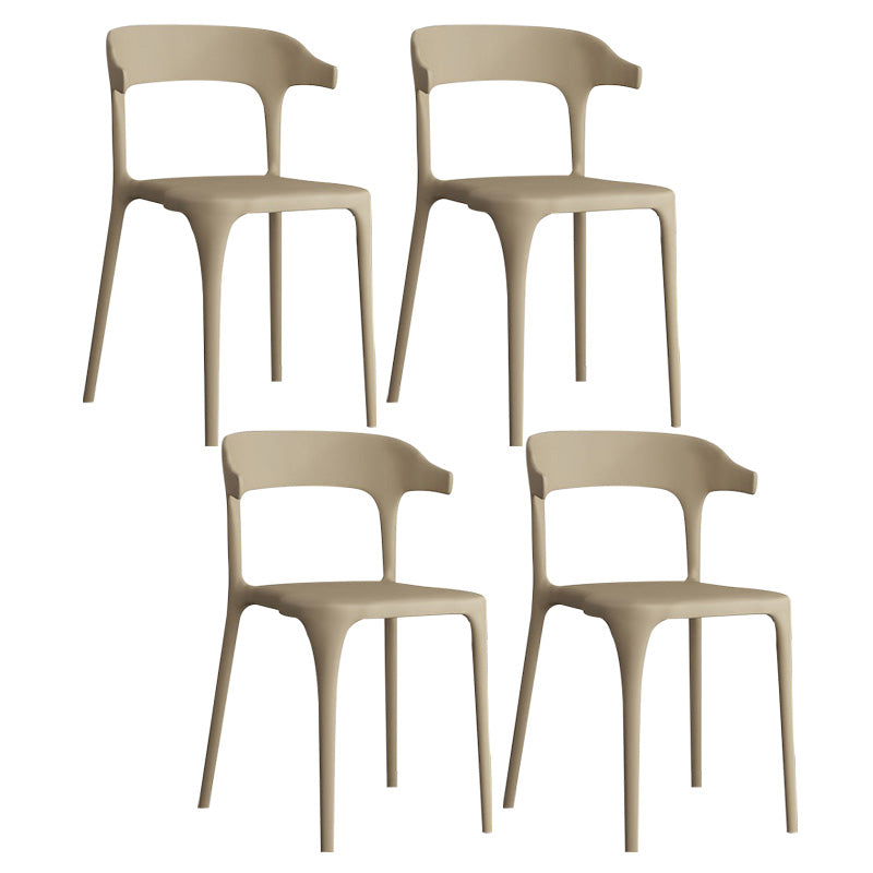 Open Back Dining Side Chair Contemporary Plastic Dining Armless Chair