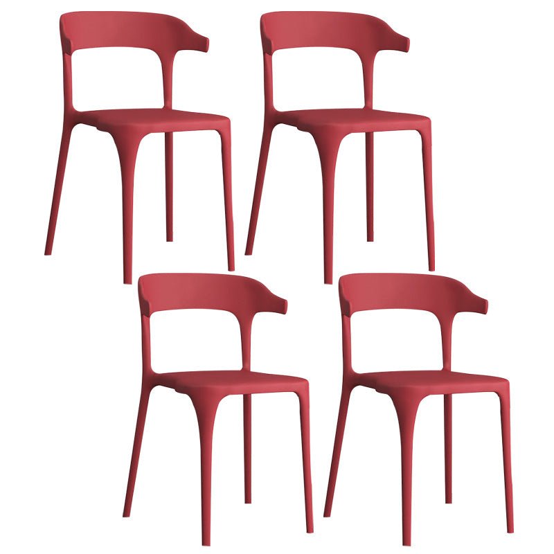 Open Back Dining Side Chair Contemporary Plastic Dining Armless Chair