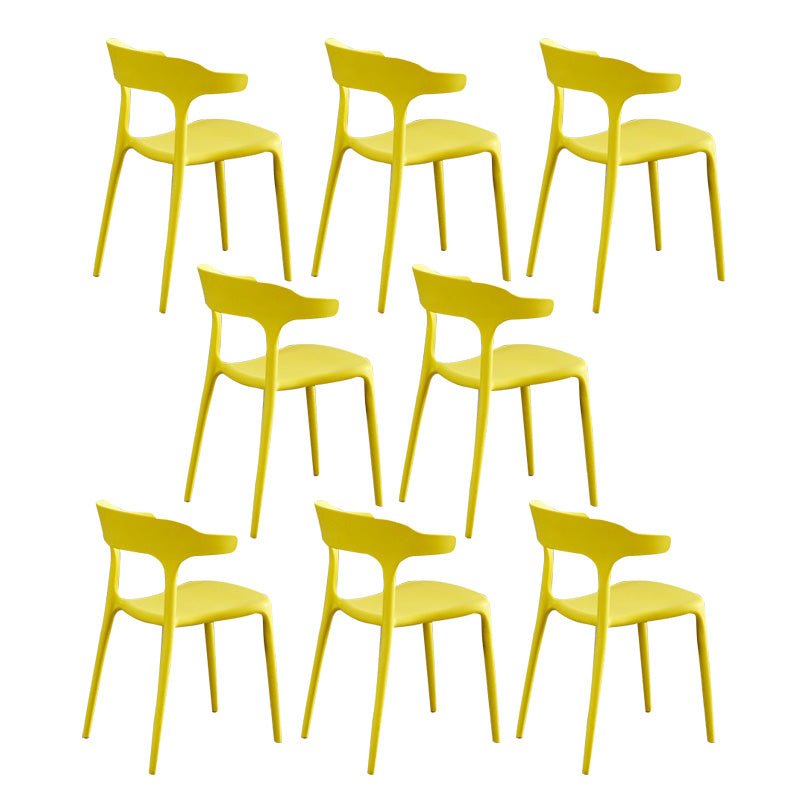 Open Back Dining Side Chair Contemporary Plastic Dining Armless Chair