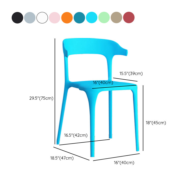 Open Back Dining Side Chair Contemporary Plastic Dining Armless Chair